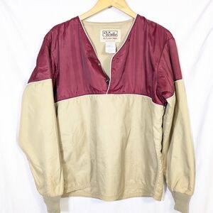 Men's Vintage Walls Blizzard Pruf Burgundy Beige Pullover Jacket Activewear Sz L